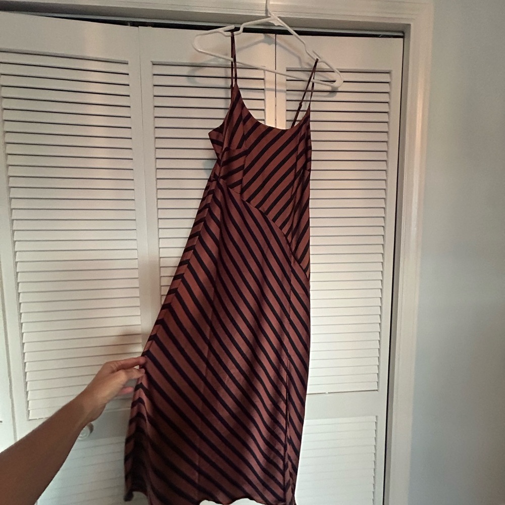 a new day Black and Brown Striped Midi Dress